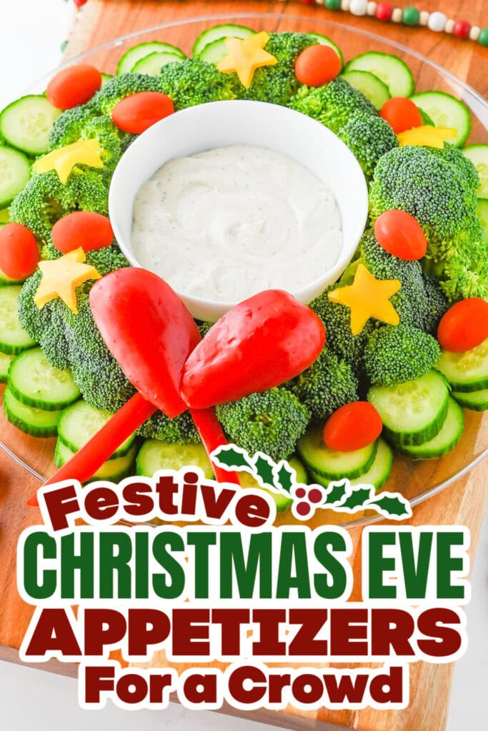christmas eve appetizers - Festive Veggie Wreath Tray copy