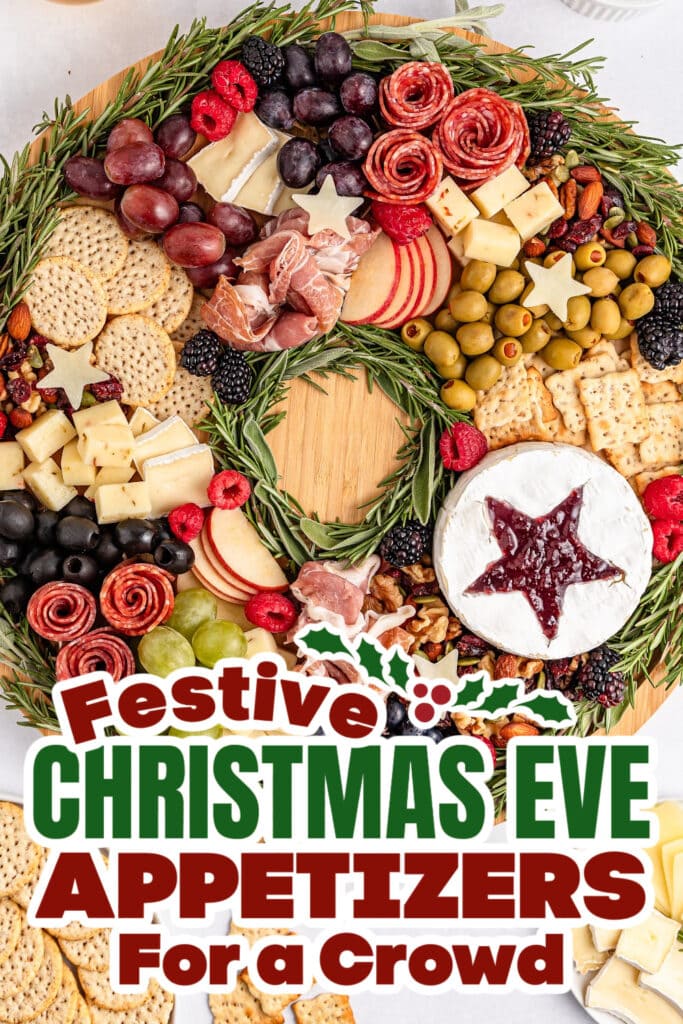 christmas eve appetizers - Festive Wreath Charcuterie Board copy