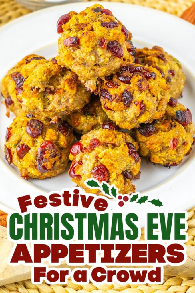 christmas eve appetizers - Savory-Sweet Cranberry Turkey Stuffing Balls copy