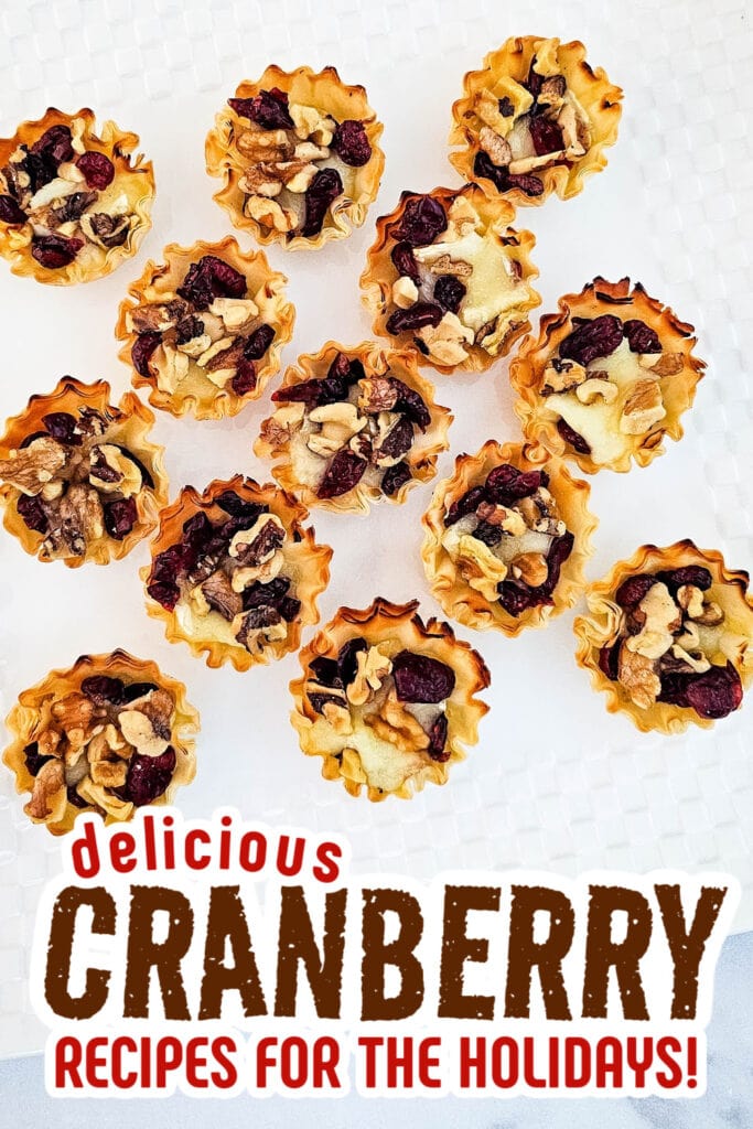 cranberry recipes - Baked Cranberry and Walnut Brie Bites in Phyllo Shells copy