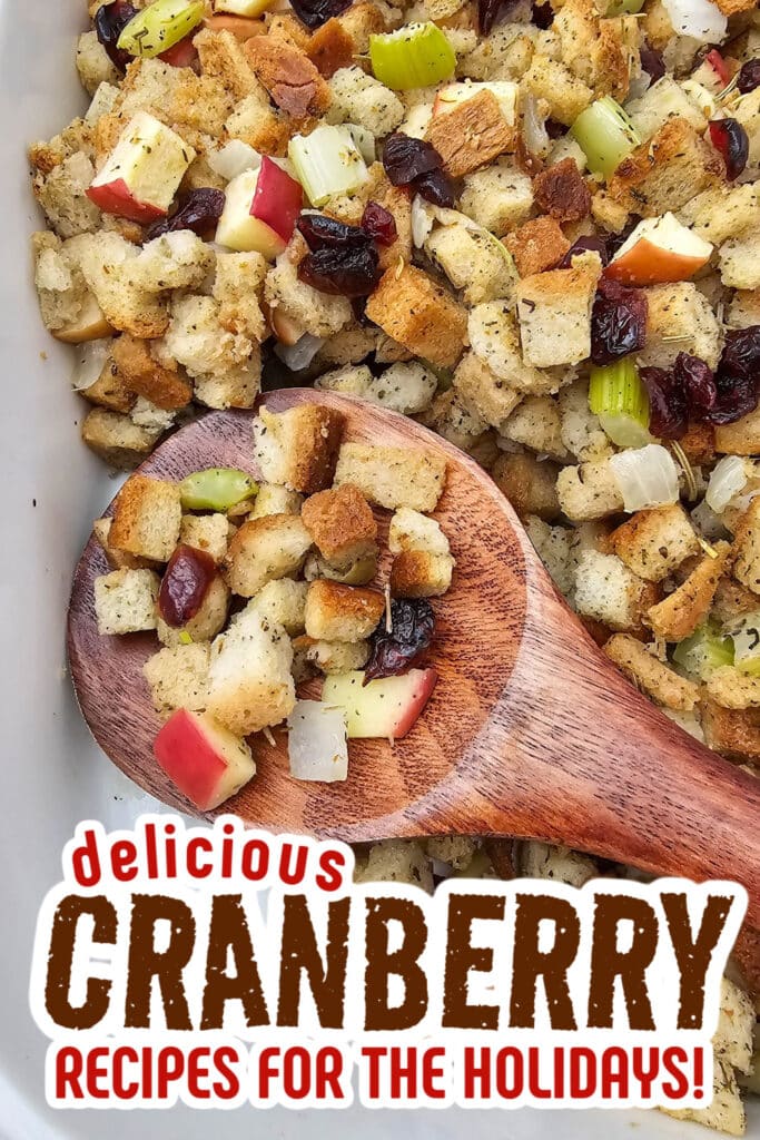 cranberry recipes - apple and cranberry stuffing copy