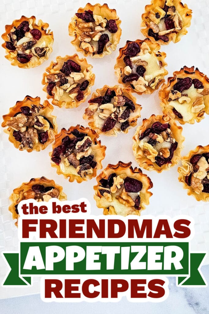 friendmas appetizers - Baked Cranberry and Walnut Brie Bites in Phyllo Shells copy