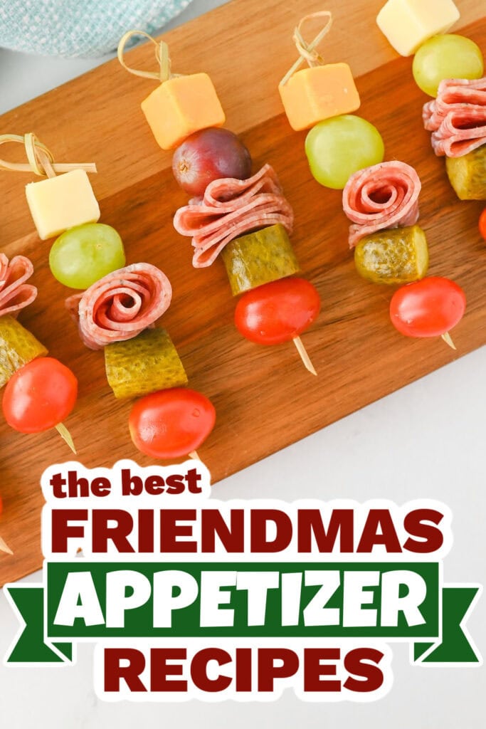 friendmas appetizers -Charcuterie Skewers with Cheese, Salami, and Fruit copy