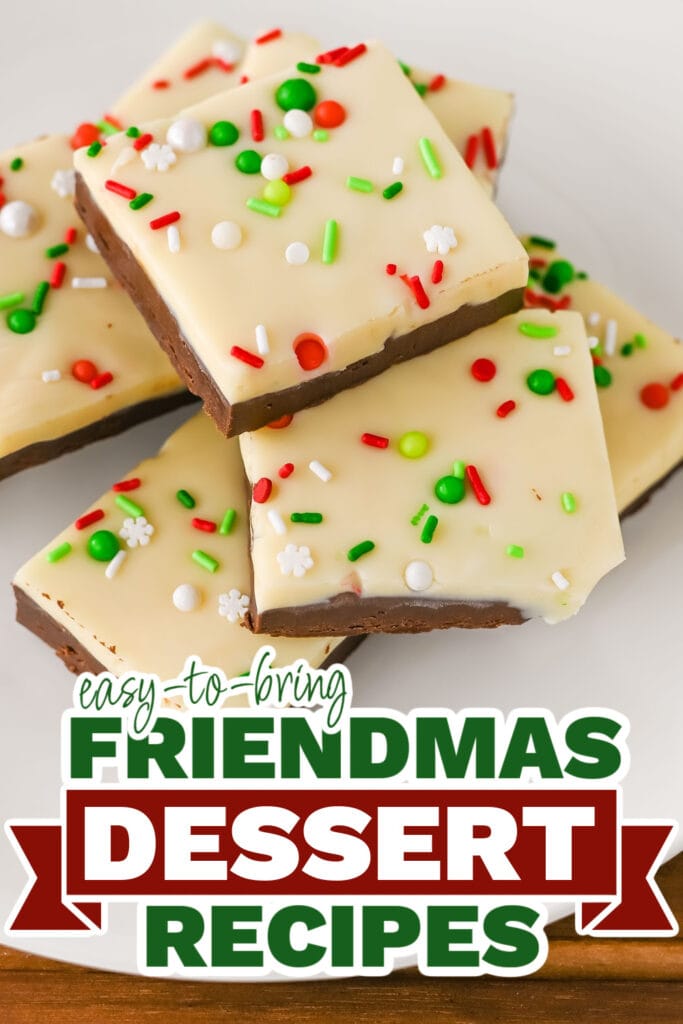 friendmas desserts - No-Bake Layered Christmas Chocolate Fudge copy