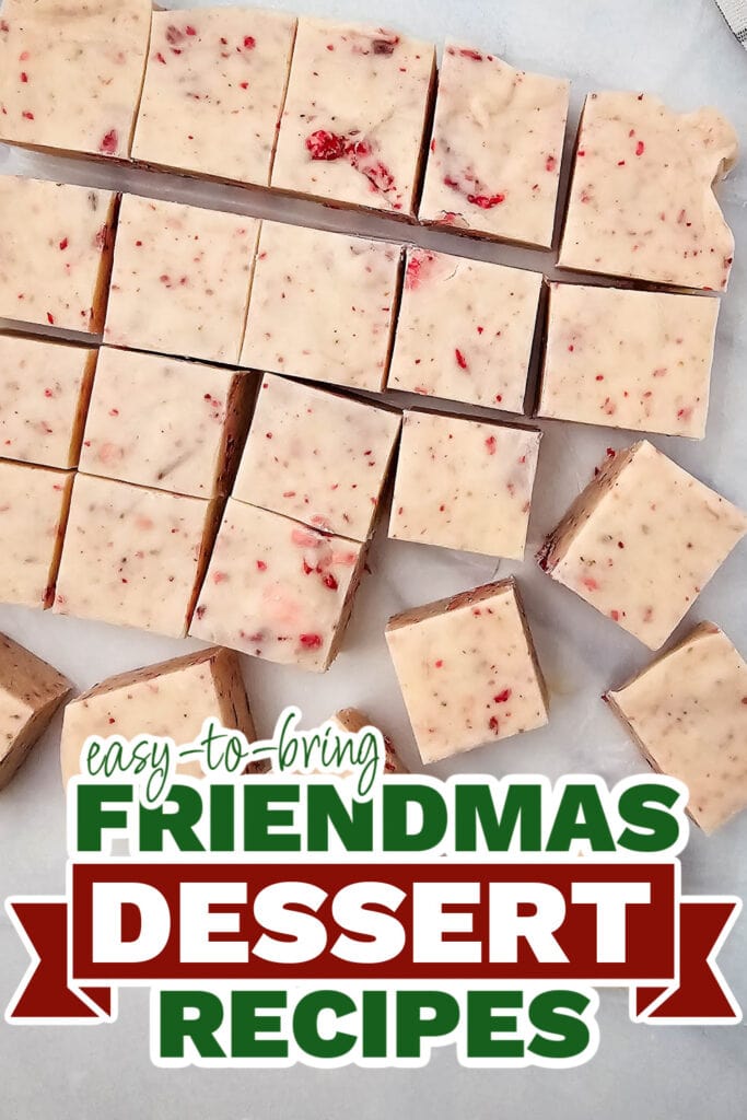 friendmas desserts - No-Bake Strawberry Fudge Squares copy