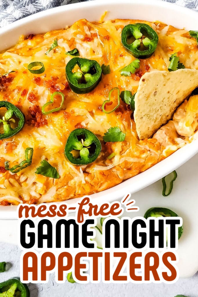 game night appetizers - Hot Cheesy Bacon Bean Dip copy