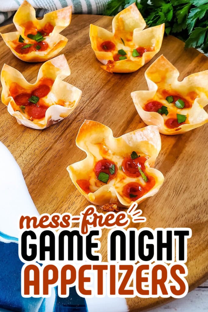 game night appetizers - Pizza Wonton Cups copy