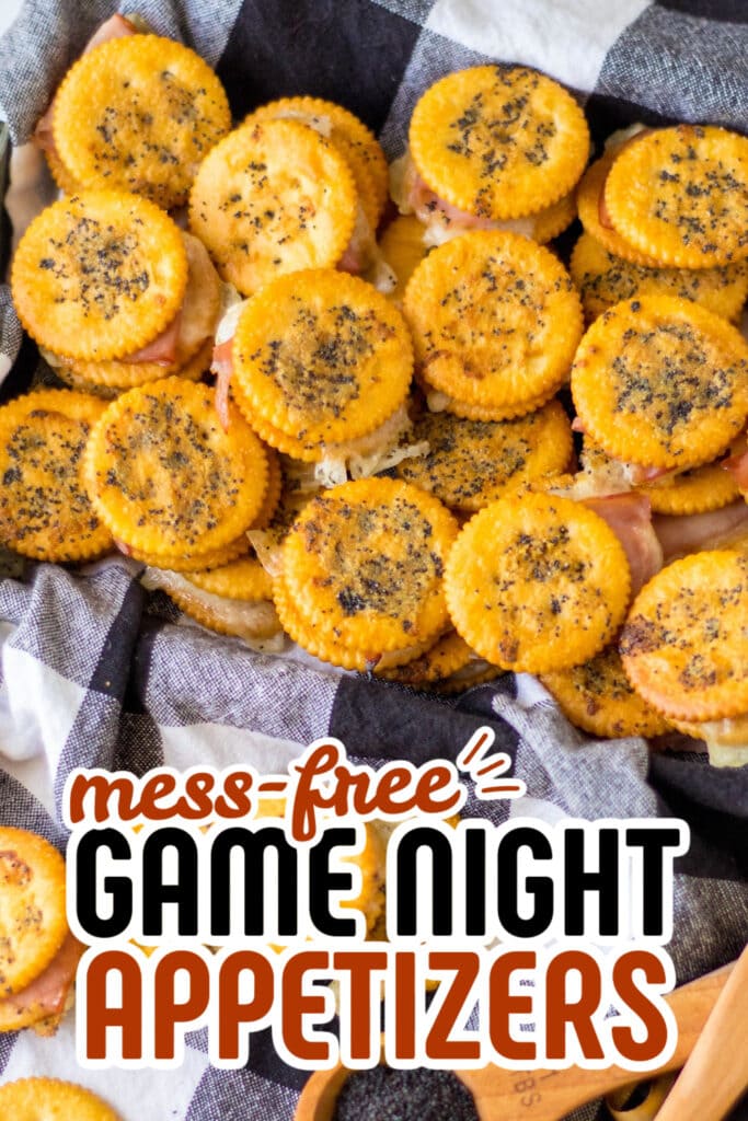 game night appetizers -Ritz Ham Sandwiches copy