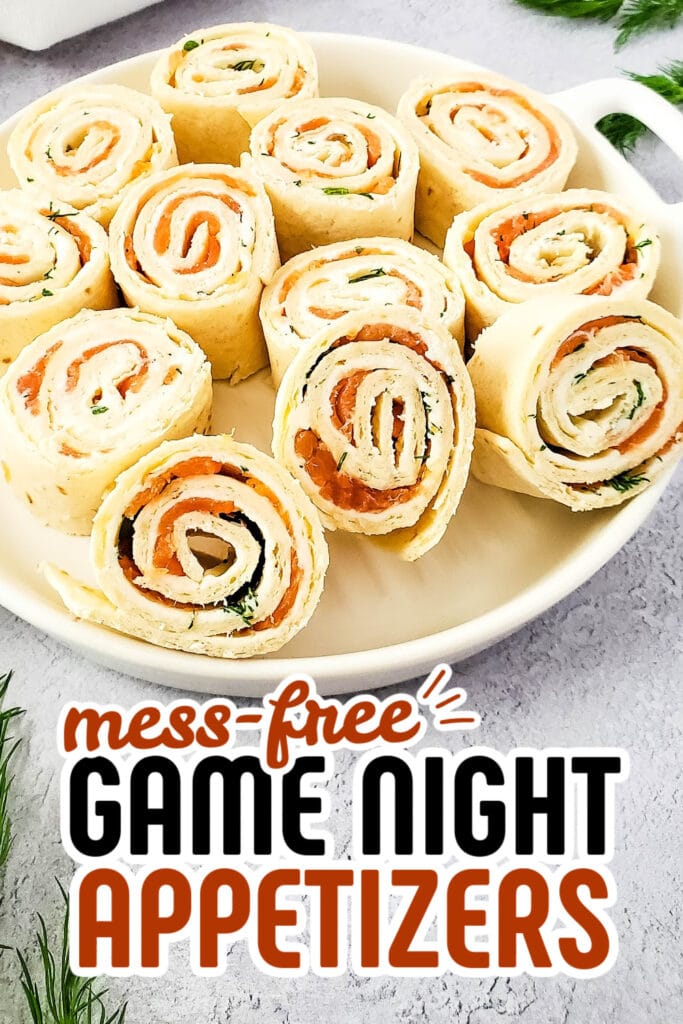 game night appetizers - Smoked Salmon Pinwheels copy
