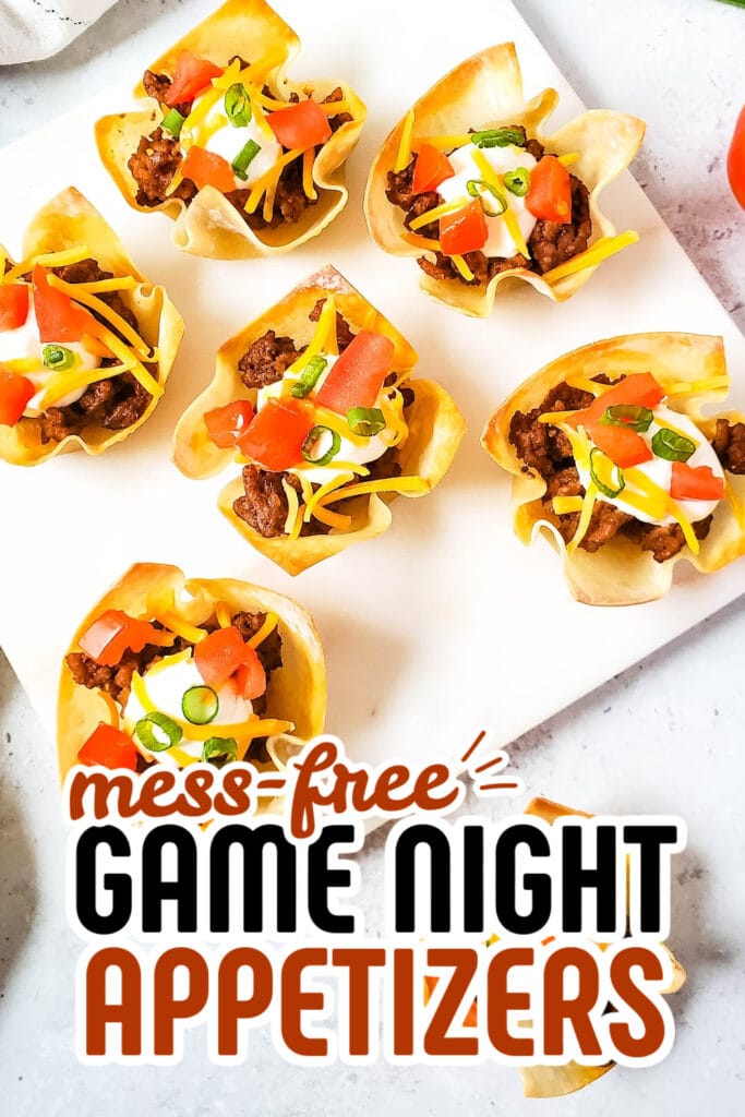 game night appetizers - Taco Wonton Cups copy