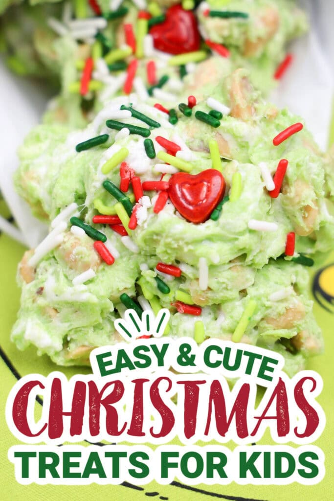 kids christmas treats-Grinch Poop Peanut Clusters