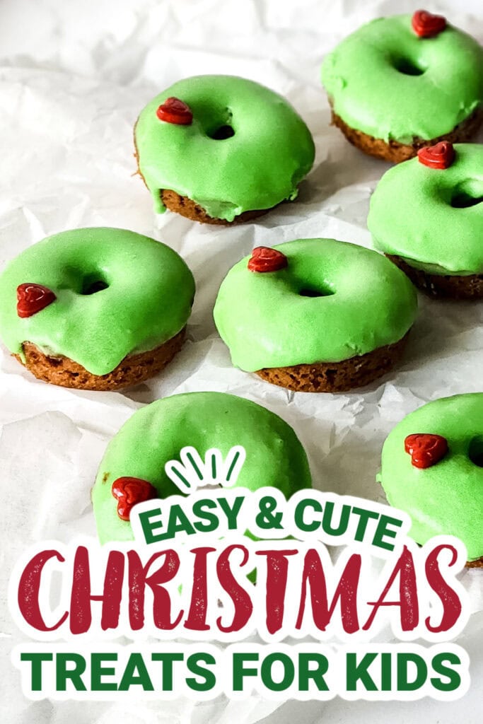 kids christmas treats-Grinch-Themed Caramel Apple Donuts