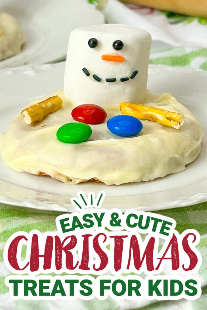 kids christmas treats- Melted Snowman Peanut Butter Cookies