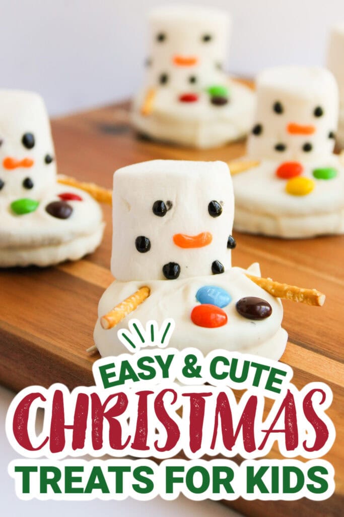 kids christmas treats-Melted Snowman White Chocolate Covered Oreos