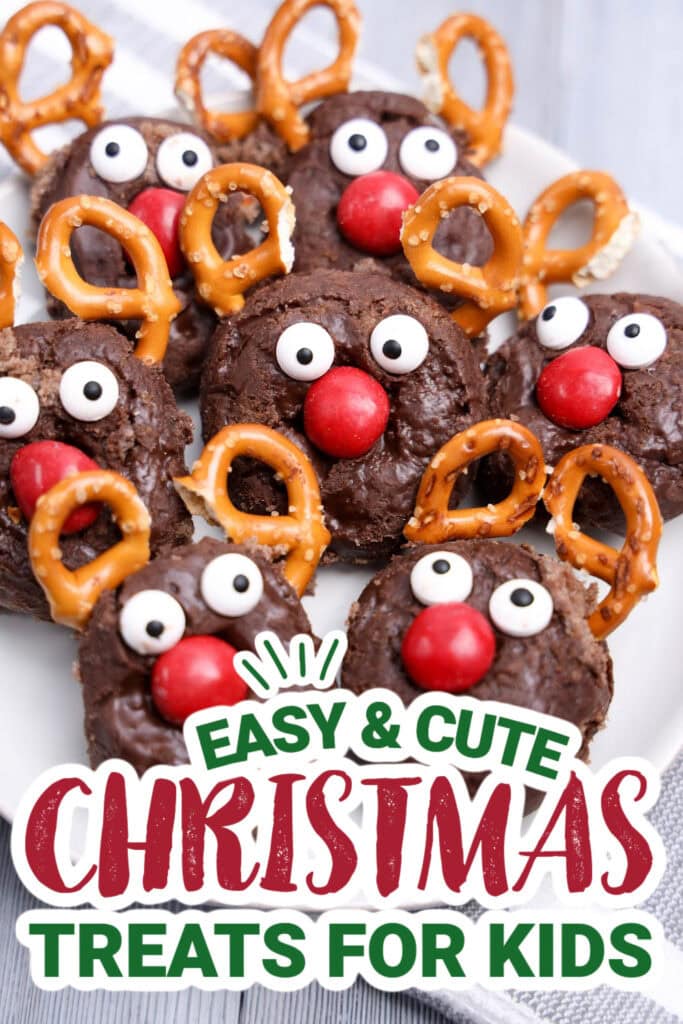 kids christmas treats-No-Bake Reindeer Mini Donuts