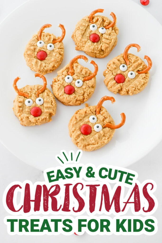kids christmas treats-Peanut Butter Reindeer Cookies
