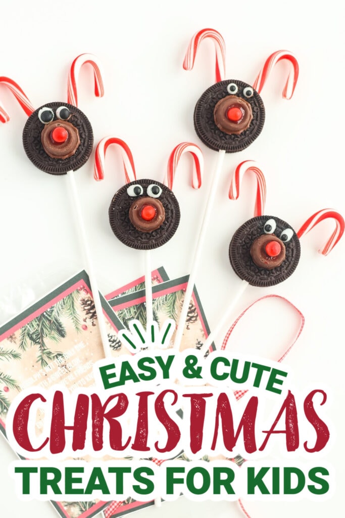 kids christmas treats-Reindeer Oreo Pops