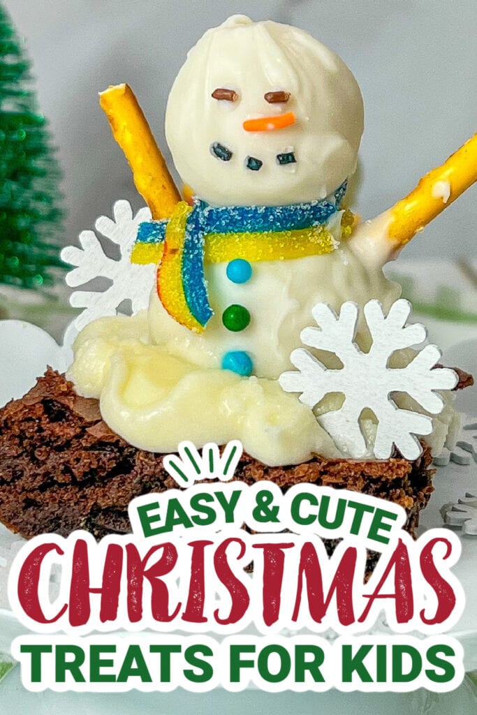 kids christmas treats- Snowman Truffles Brownies