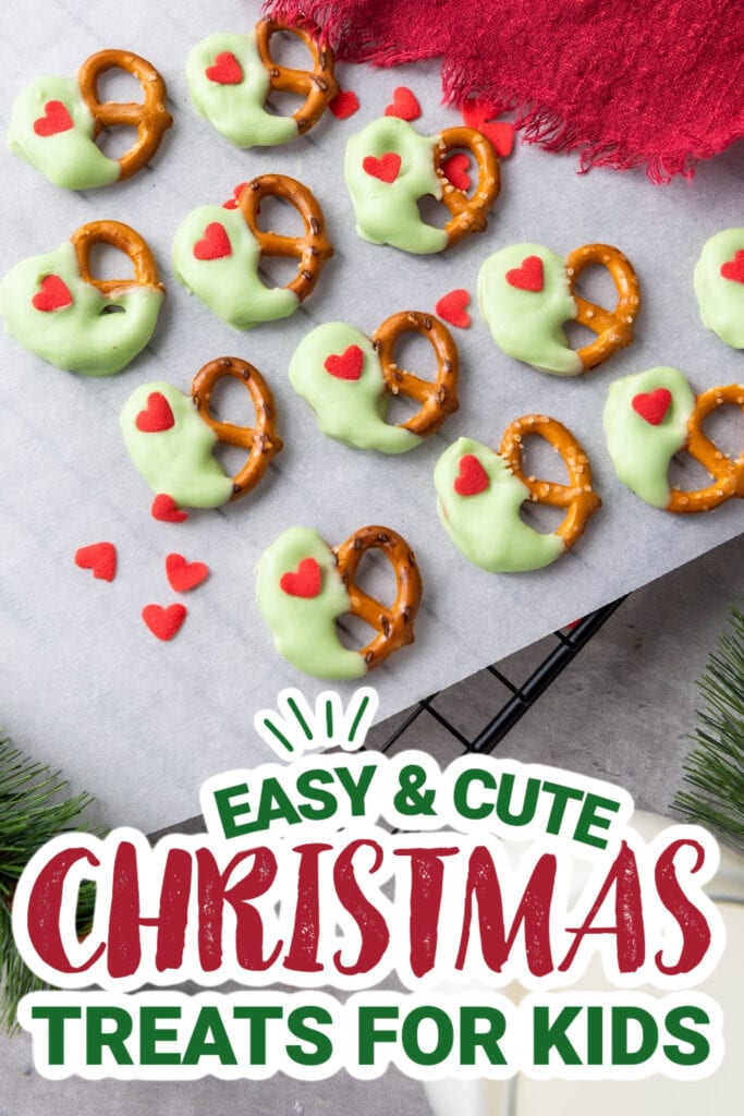 kids christmas treats-The Grinch Christmas Pretzels