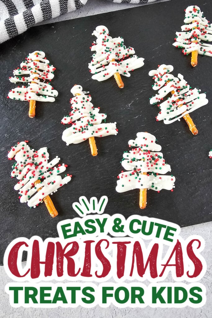 kids christmas treats-White Chocolate Mini Pretzel Trees