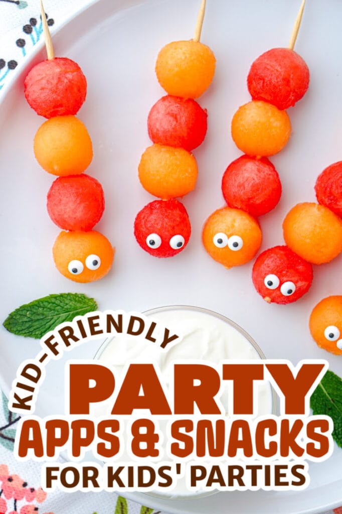 kids party appetizers -Caterpillar Fruit Kabobs
