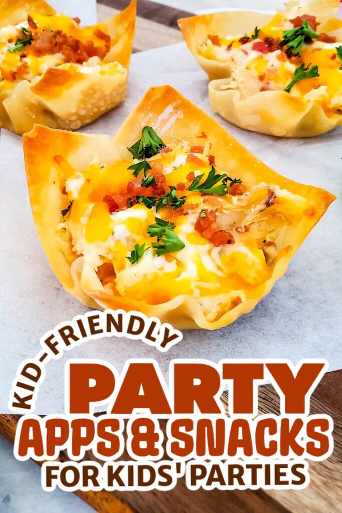 kids party appetizers -Cheesy Ranch Chicken Wonton Cups