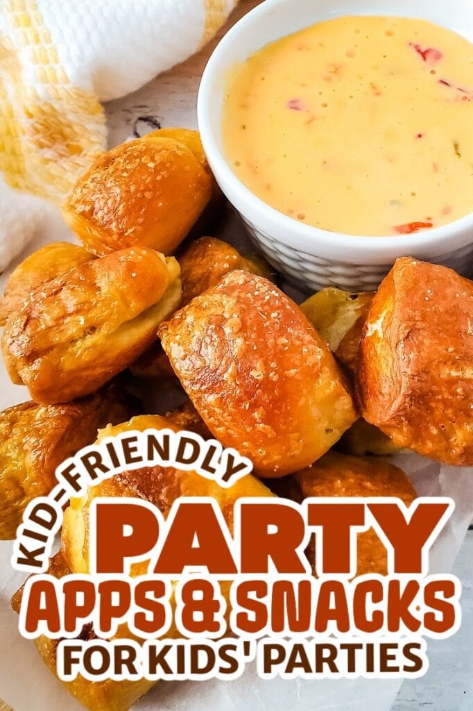 kids party appetizers - Soft Pretzel Bites with Cheesy Dip