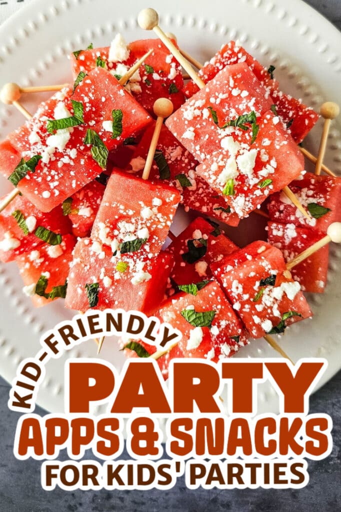 kids party appetizers - Watermelon Feta Skewers