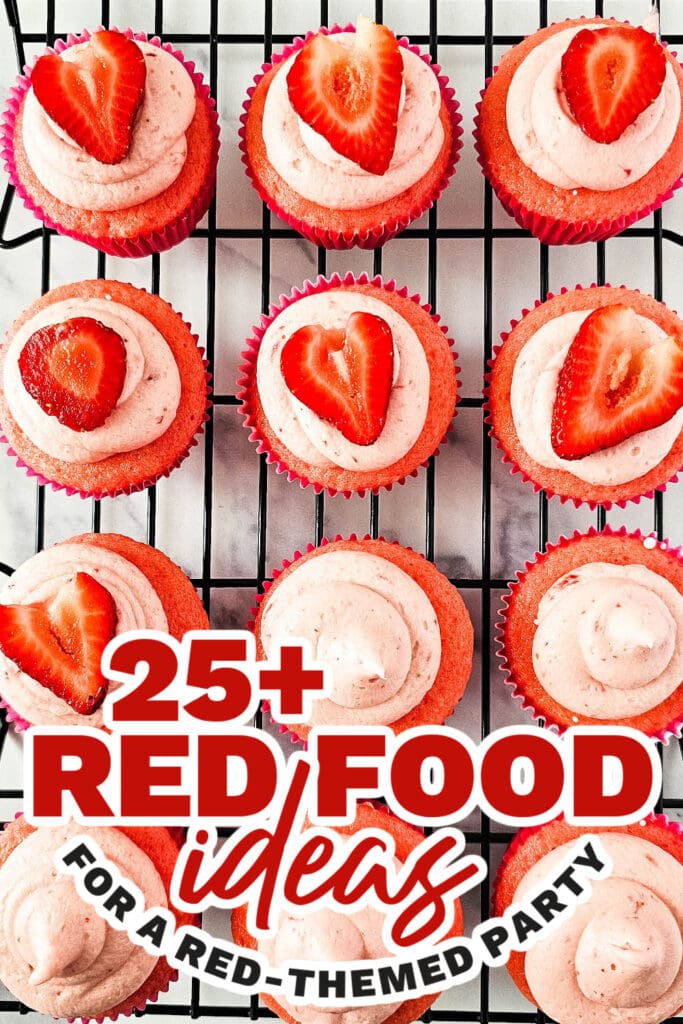 red food ideas - Strawberry Sprinkle Surprise Cupcakes