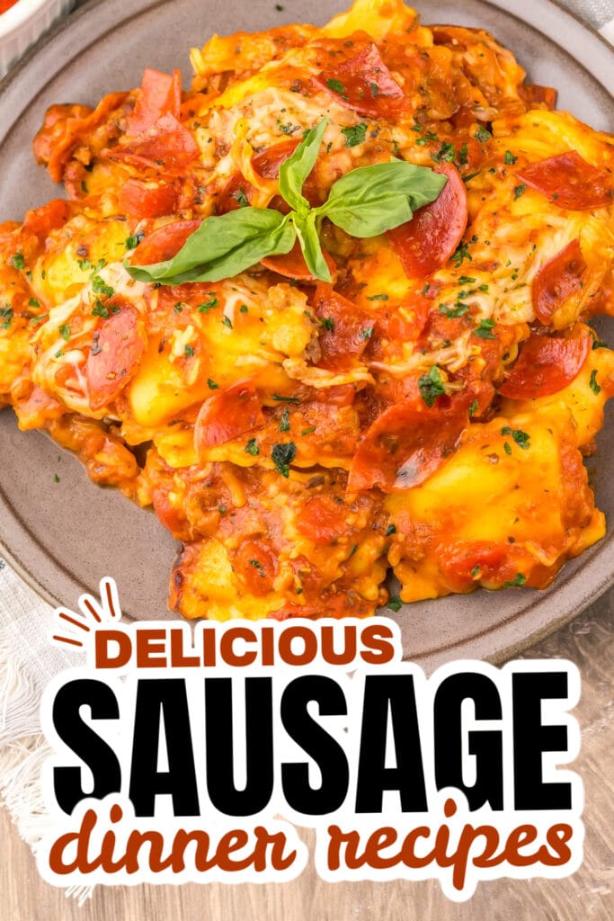 sausage dinner ideas - Slow Cooker Pizza Ravioli with Italian Sausage copy