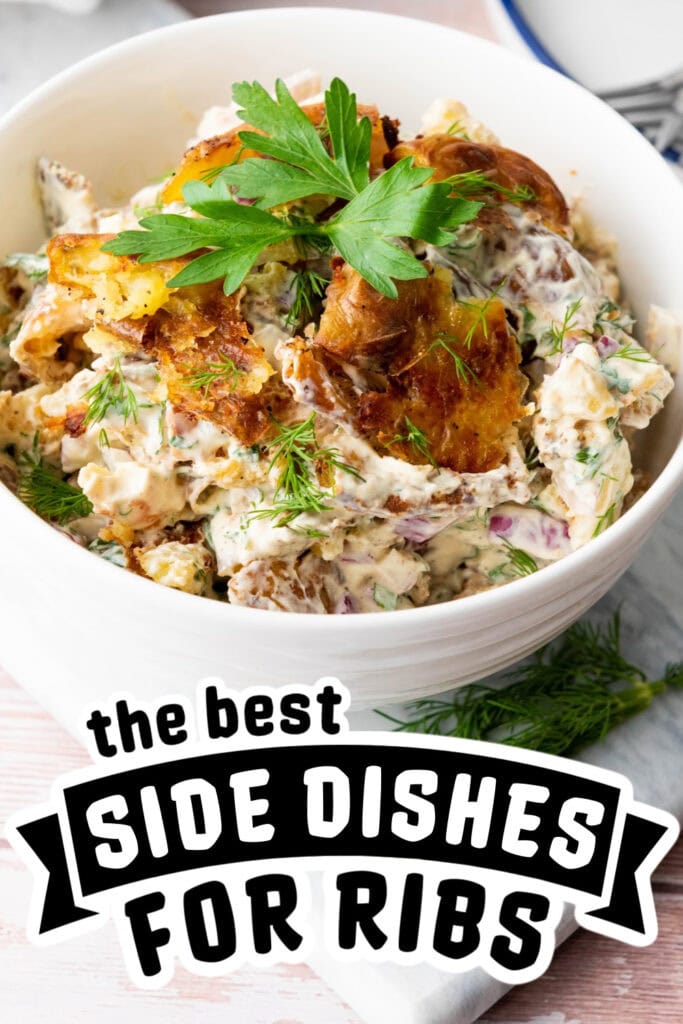 side dishes for ribs - Smashed Potato Salad copy