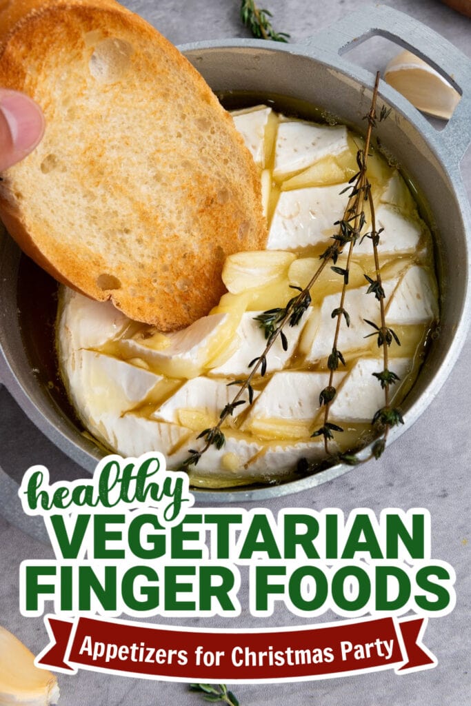 vegetarian appetizers for christmas party - Baked Brie with Garlic and Honey copy
