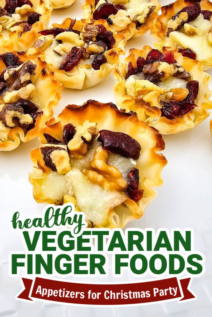 vegetarian appetizers for christmas party -Baked Cranberry and Walnut Brie Bites copy