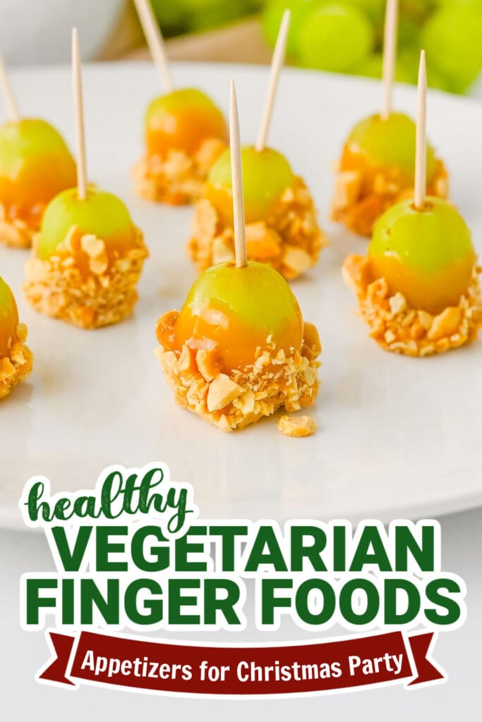 vegetarian appetizers for christmas party - Caramel-Dipped Grapes with Peanut copy