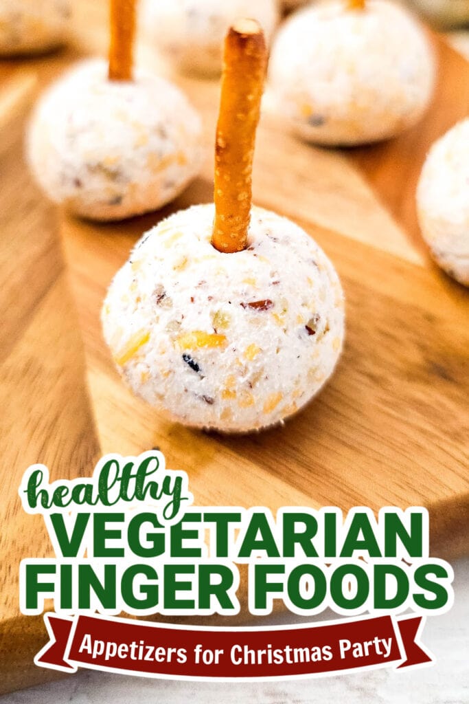 vegetarian appetizers for christmas party - Cheeseball Bites on Pretzel Sticks copy