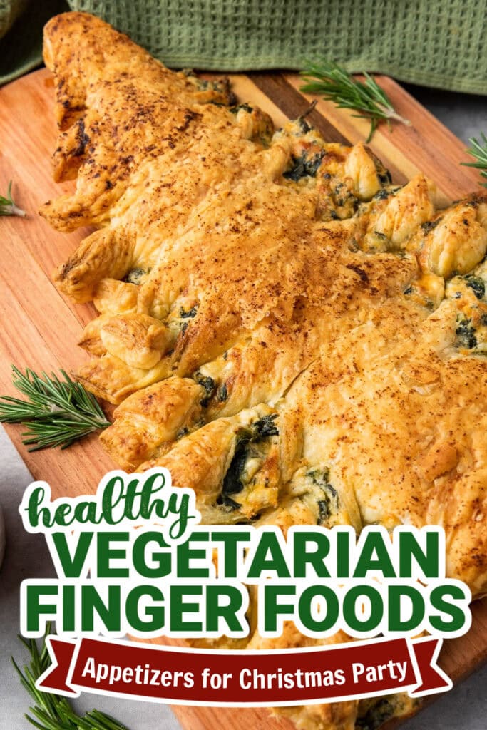 vegetarian appetizers for christmas party - Christmas Tree Spinach Dip Puff Pastry copy
