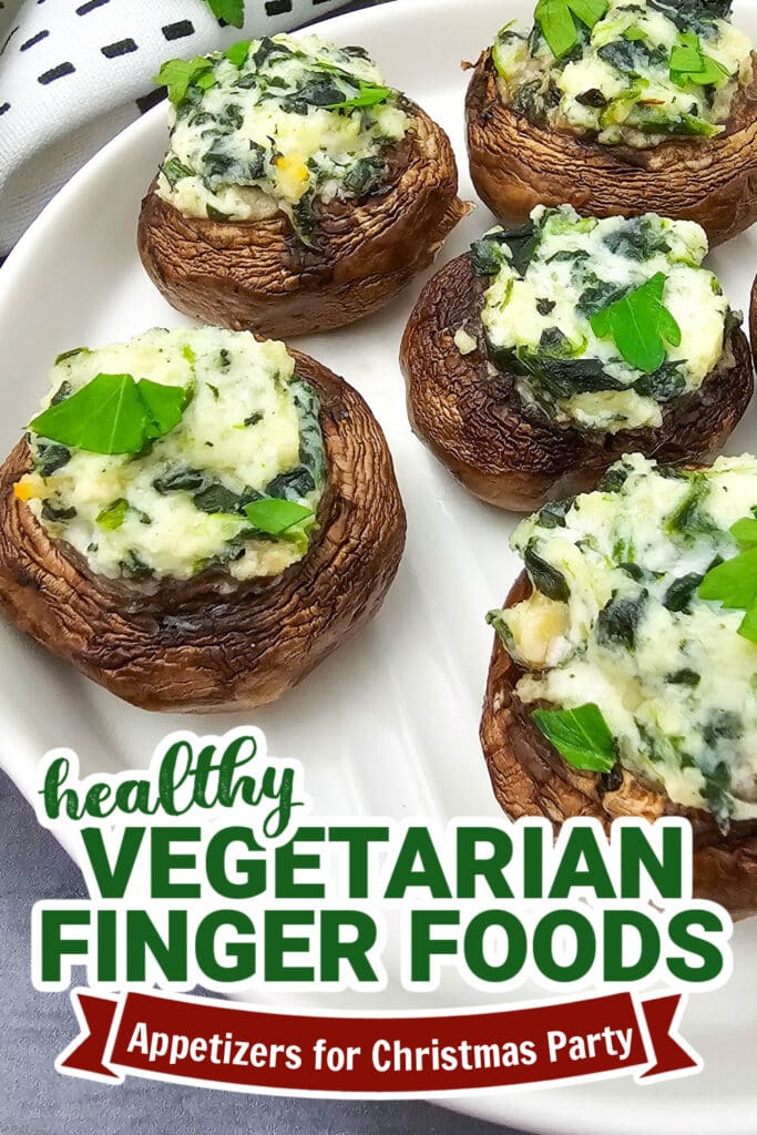 vegetarian appetizers for christmas party - Creamy Spinach and Ricotta Stuffed Mushrooms copy