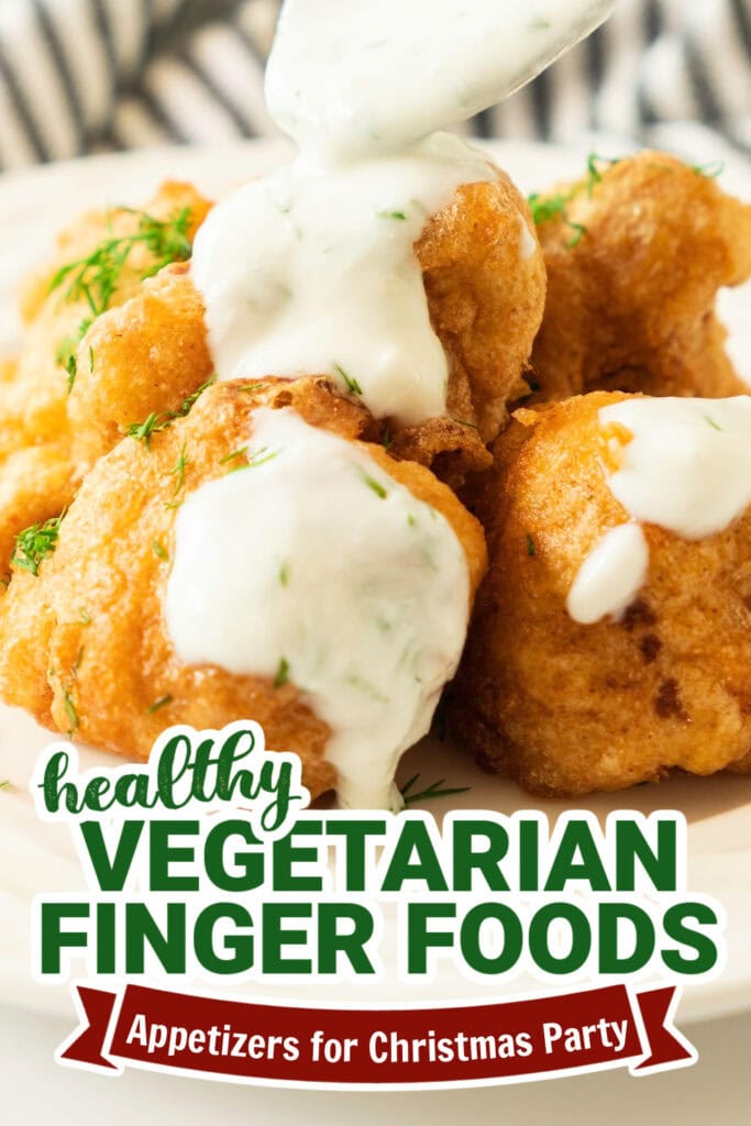 vegetarian appetizers for christmas party - Crispy Cauliflower Bites with Creamy Dill Yogurt Dip copy