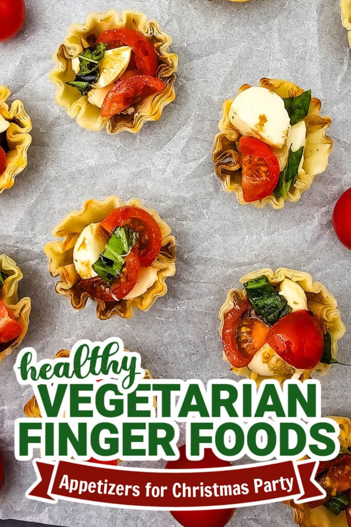 vegetarian appetizers for christmas party -Mini Caprese Cups copy
