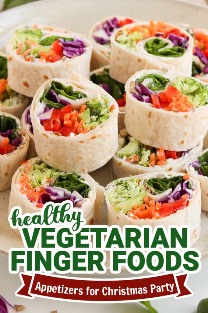 vegetarian appetizers for christmas party -Rainbow Veggie Pinwheels copy