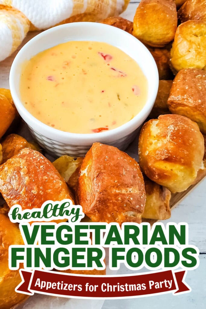 vegetarian appetizers for christmas party - Soft Pretzel Bites with Cheesy Dip copy (1)