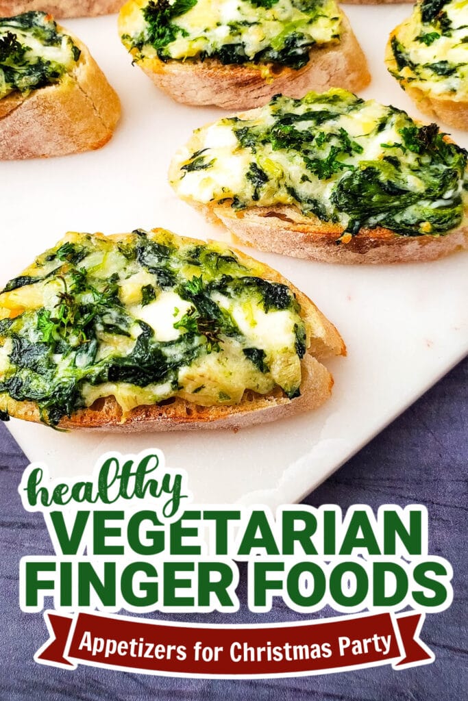 vegetarian appetizers for christmas party - Spinach Artichoke Crostini copy
