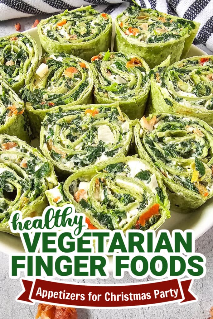 vegetarian appetizers for christmas party -Spinach Dip Pinwheels copy