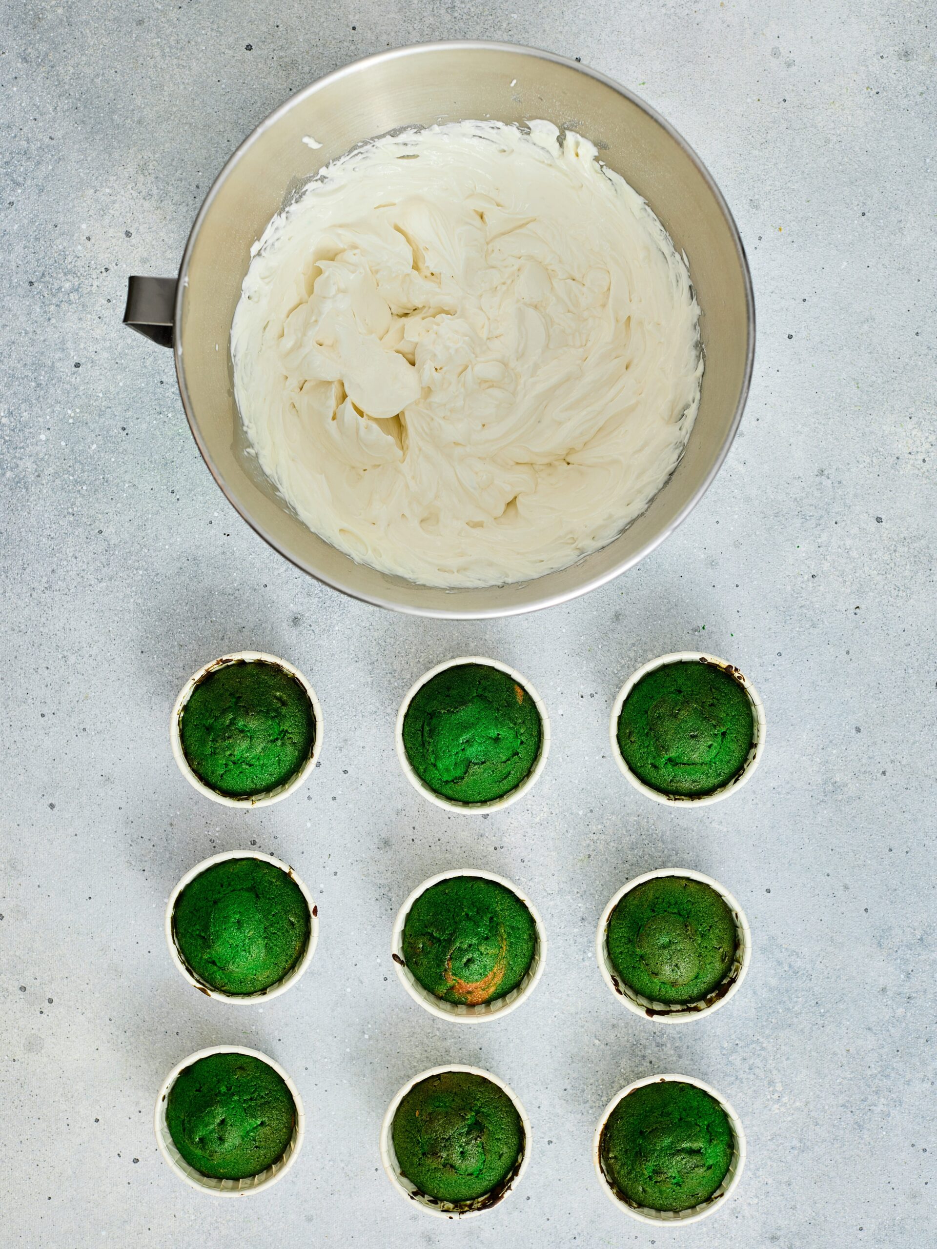 St. Patrick’s Day Green Matcha Cupcakes Process Photo