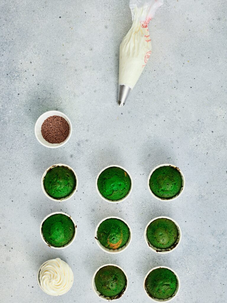 St. Patrick’s Day Green Matcha Cupcakes Process Photo