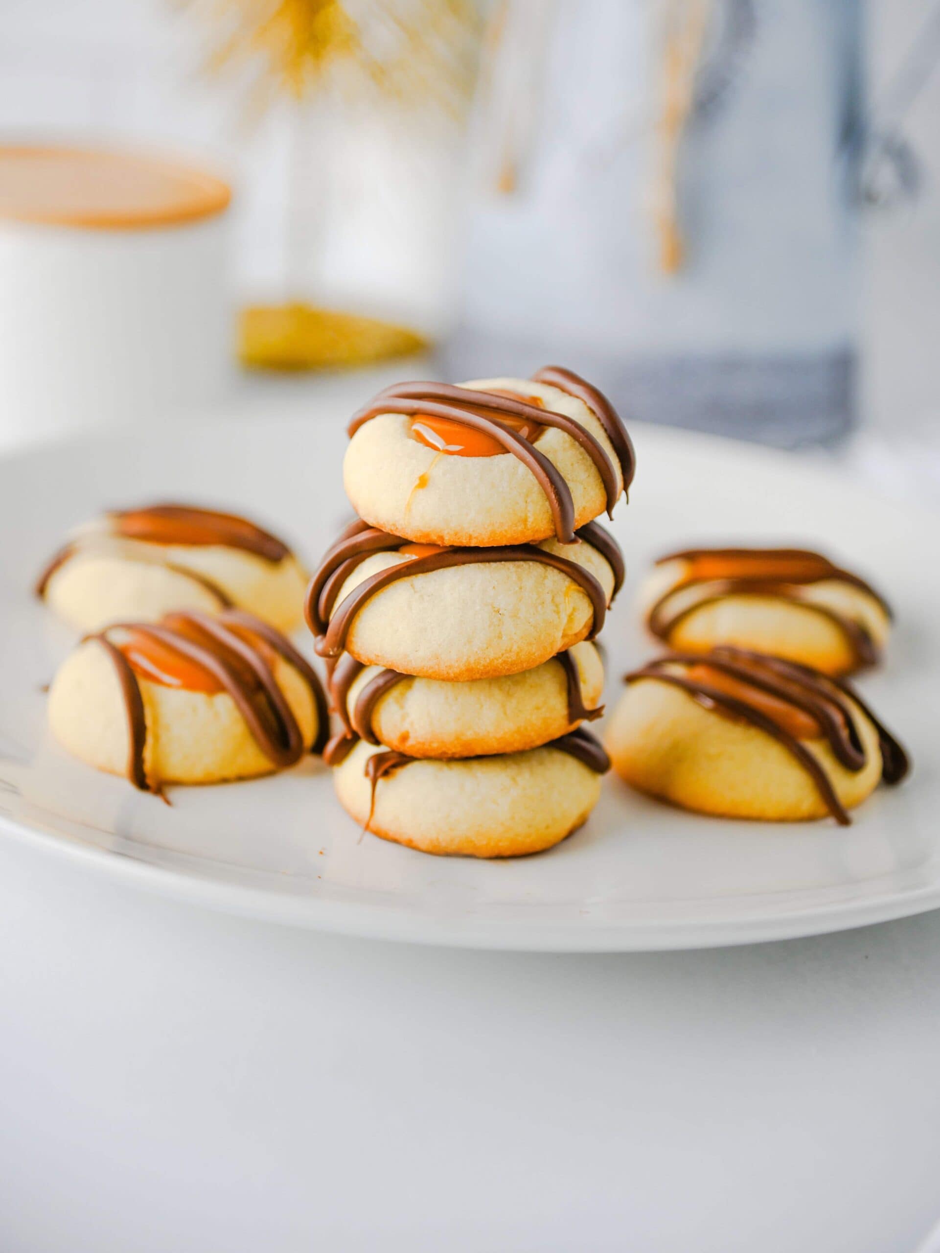 Caramel Chocolate Chip Thumbprint Cookies