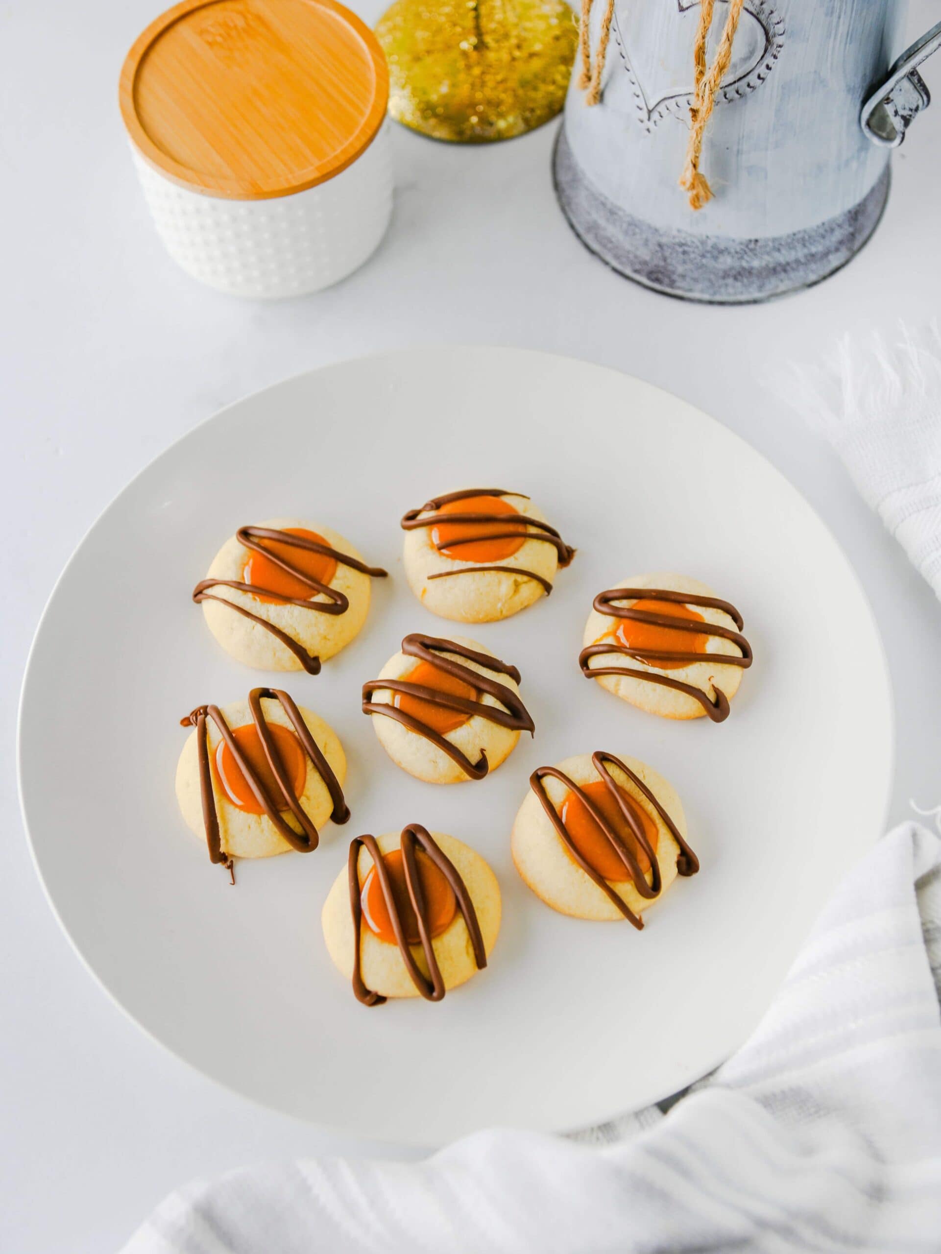 Caramel Chocolate Chip Thumbprint Cookies Process Photo