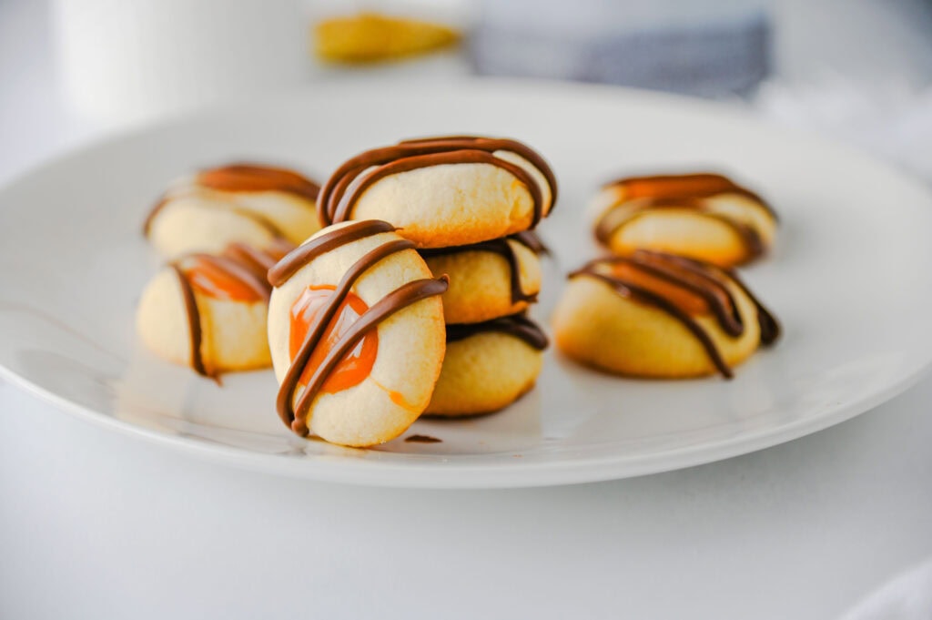 Caramel Chocolate Chip Thumbprint Cookies