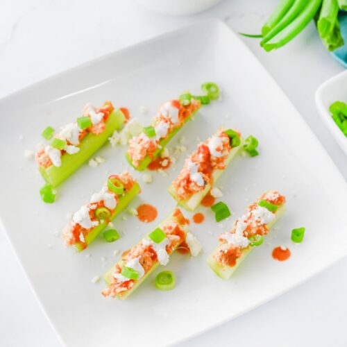 Buffalo Chicken Stuffed Celery Sticks