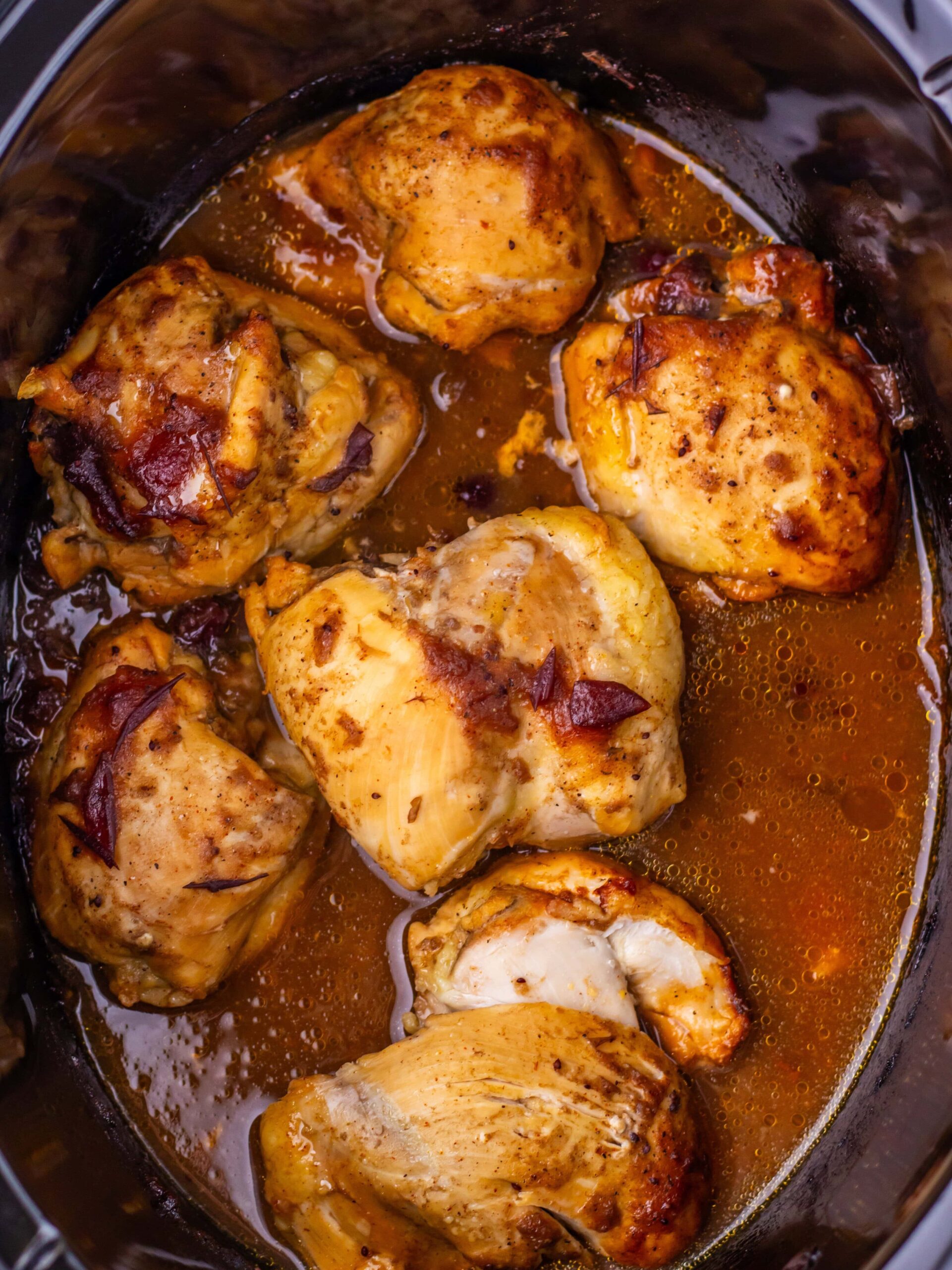 Slow Cooker Cranberry BBQ Pulled Chicken Process Photo